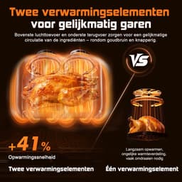 Fukstern Dubbele Airfryer XXL–11L 2500W–Tot 6 Personen-Dubbele Mand–30°C tot 200°C Instelbaar–8 Voorgeprogrammeerde Functies–Zilver — thumbnail 7