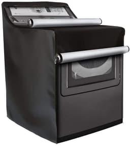 Was- en drooghoes voor buiten – Waterdichte en stofdichte wasmachinehoes met ritssluiting – Geschikt voor wasmachines en droogers met boven- en voorlader, 75*73*88/110 cm (zwart) — thumbnail 1