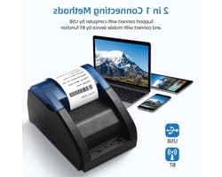 Thermische Desktopbonprinter - Direct thermisch printen - Compatibel met Android/iOS/Windows - Ondersteuning ESC/POS - 58 mm printbreedte - POS-printer - Klein formaat - Premium - USB-aansluiting