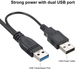 Dual USB A naar Micro USB 3.0 Y-Kabel met Extra Stroomvoorziening — thumbnail 5