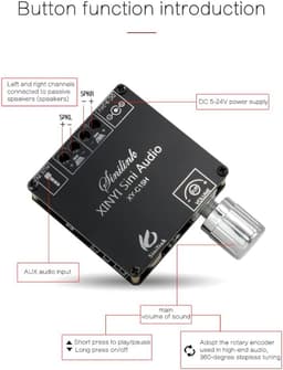 Krachtige Digitale Stereo Bluetooth Eindversterker Module 20W x 2 met Behuizing en Traploze Regeling — thumbnail 4