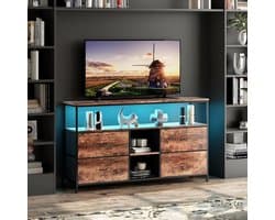 TV-meubel met LED-verlichting en Opbergruimte | Salontafel met Laden