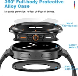 YONO Armor Case geschikt voor Samsung Watch 8 40mm - Screen Protector - RVS Hoesje - Zwart — thumbnail 2