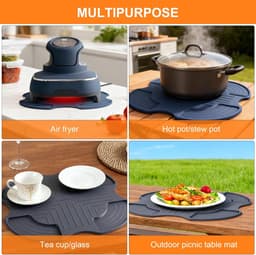 Hittebestendige siliconenmat voor Air Fryer, compatibel met Ninja Crispi 4-in-1, anti-slip onderlegger 26,5 x 26,5 cm, BPA-vrije accessoires voor airfryer, keukenbescherming, vaatwasmachinebestendig — thumbnail 6