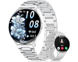 Dames Smartwatch | 1.43" AMOLED Ultradun Horloge met Bellen | 100+ Sportmodi | IP68 Waterdicht | Fitness Tracker voor iOS & Android