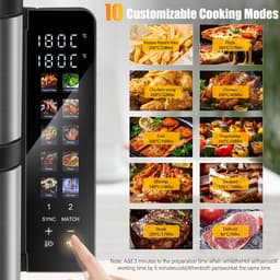 Heteluchtfriteuse – Airfryer – Friteuse – Luchtfriteuse – Digitale Oven – 11 Liter Capaciteit – Dubbele Mand met Cook & Sync Systeem — thumbnail 3