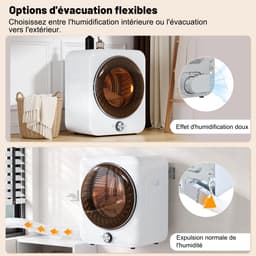 OKWISH Wasdroger – Compact En Stil Drogen – Wandmontage Of Vloerplaatsing – 8 Programma’s – 3 Kg – ABS En Staal – Wit — thumbnail 3