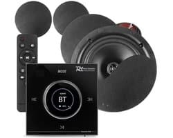 Power Dynamics Powerline B100B inbouw versterker met 4 plafondspeakers - 6.5 inch - 4x 25W - Zwart