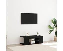 Moderne TV Kast Laag Zwart Eiken met Lades en USB LED Verlichting