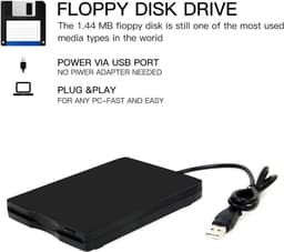Externe Floppy Drive - USB FDD - Oude Bestanden Lezen - Plug and Play - 14.2 x 10.8 cm - Zwart — thumbnail 4