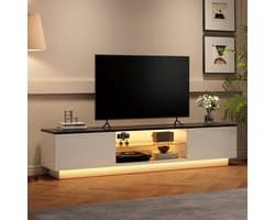 Modern TV-meubel van 160 cm met Verstelbare LED Verlichting en Opbergruimte