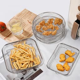 Heteluchtfriteuse Accessoires - Airfryer Rooster - Dubbel Koken - Verhoogd Ontwerp - 19.5cm x 13.5cm - Zilver — thumbnail 2