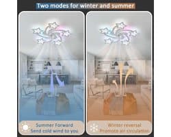 Moderne RGB Plafondventilator met Verlichting, Afstandsbediening en App-bediening