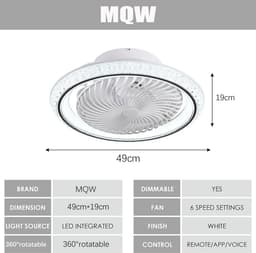 Stil LED Plafondventilator met Verlichting 360 Graden Draaibaar en Dimbaar — thumbnail 4