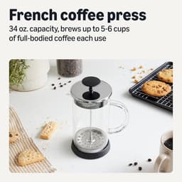 French press - French Press Koffiemaker - Thee Maker - Koffiepers - 1000 ml - Borosilicaatglas - Hoog borosilicaatglas - Drievoudig filtersysteem - Vaatwasmachinebestendig - Zwart — thumbnail 2