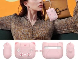 Allecto- Beschermhoes AirPods Pro 3 2025 - Siliconen - Schattig en Grappig - Roze Kat - Cartoon Stijl - Geschikt voor AirPods Pro 3 - Roze Siliconen Beschermhoes met Sleutelhaak — thumbnail 3