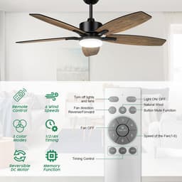 Plafondventilator met Verlichting - Ventilator voor Slaapkamer - Air Cooler met Afstandsbediening - Zomer — thumbnail 2