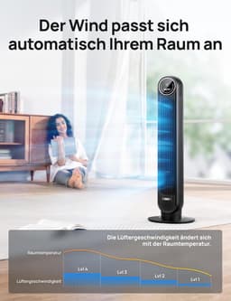 Stille Torenventilator - Met Afstandsbediening - Waaier met Timer - Zomer — thumbnail 2