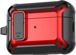 Telestore - Hoesje geschikte voor AirPods Pro 3 - TPU hybride hoesje Beschermhoes - Shockproof AirPods Pro 3 Cover - AirPods Pro 3 Hoesje - Geschikt voor Apple Airpods Pro 3 - rood - hard en TPU cover met sleutelhanger — thumbnail 1
