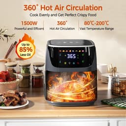 Waves- Airfryer - Airfryer oven - Airfryer XL - Friteuse - Zichtbare luchtfriteuse - Kleur zwart - Geschikt voor 4 tot 6 personen — thumbnail 3