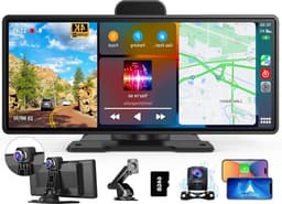 Draagbaar Carplay Display – Auto Multimedia Systeem – Android Auto Unit – Touchscreen Navigatie – Mirror Link – 10,26 Inch IPS HD – 4K Dashcam Voorzijde – 1080p Achteruitrijcamera — thumbnail 1
