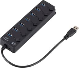 USB Hub - Poort Expander - Extra Poorten Creëren - 7 Poorten met Schakelaars - Tot 5 Gbps - Zwart — thumbnail 2