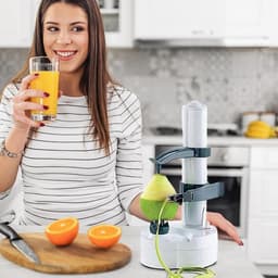 Elektrische Schilmachine - Groente Fruit Schillen - Snel en Gemakkelijk - Automatisch Balanceren - 30x15 cm - Wit — thumbnail 3
