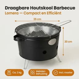 Lomera Draagbare Barbecue - Draagbare BBQ - Houtskoolbarbecue - Houtskool BBQ - Tafel BBQ - Tafelbarbecue - Tafelgrill - Mini BBQ - Camping Barbecue - Barbecue voor Strand - Barbecue voor Park - Barbecue voor Balkon — thumbnail 2