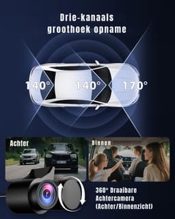 SAVI® Dashcam Voor en Achter - Dashcam - Dashcam Voor Auto - Zwart - 6cm x 12cm x 7cm — thumbnail 2