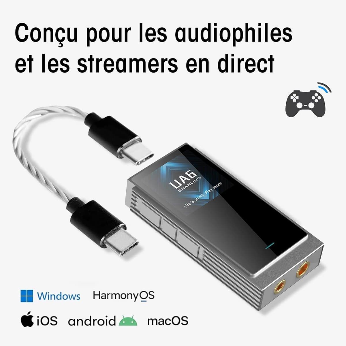 Draagbare USB DAC Headphone Versterker 768kHz/32bit met 4x DAC Chip en 3.5/4.4mm/SPDIF Uitgang — afbeelding 1