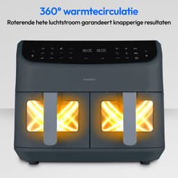 MEDION P20 XXL Heißluftfritteuse mit 2 Kammern (8,7 Liter, Airfryer, 2.600 Watt, Doppelkammer, 10 Automatikprogramme, 2 Schubladen, Sichtfenster, Dualer Airfryer, ILAG PFAS-frei, MD11760) matt grau — thumbnail 5