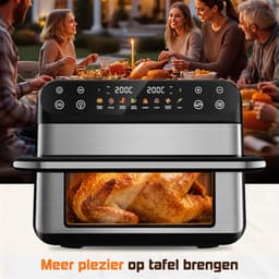 Fukstern Dubbele Airfryer XXL–11L 2500W–Tot 6 Personen-Dubbele Mand–30°C tot 200°C Instelbaar–8 Voorgeprogrammeerde Functies–Zilver — thumbnail 14