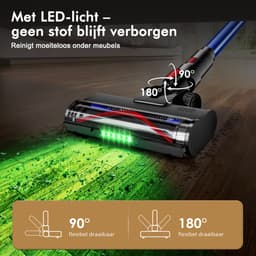 Hiaonyx steelstofzuiger - 9-in-1 steelstofzuiger draadloos - 75000pa - Met dierenborstel - LED Groene Stofdetectielamp - Geschikt voor Tapijten - Harde Vloeren en Dierenharen - 2-liter stofopvangbox - Blauw — thumbnail 4