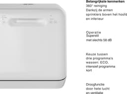 Aurixi® Mini Vaatwasser - Tafelvaatwasser - Vaatwasser - Wit - 54cm x 56cm x 5cm — thumbnail 9