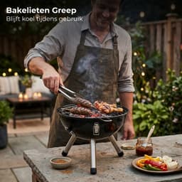 Lomera Kogelbarbecue - Houtskoolbarbecue - Houtskool BBQ - Kogel BBQ - Ronde Barbecue - Ronde BBQ - Barbecue met Deksel - Kogelbarbecue met Deksel - Mini Kogelbarbecue - Kleine Kogelbarbecue — thumbnail 4
