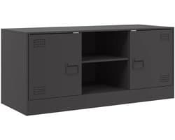 Tv-meubel - Mediameubel Hifi-kast - Entertainment Center - Stevig Staal Ontwerp - 99x39x44 cm - Zwart