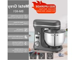 Keukenmixer – Keukenmachine - Keukenrobot - Foodprocessor - 6L - 2000W - Krachtige & Stille Motor – 6 Snelheden – Met Roestvrijstalen Kom – Metal Gray