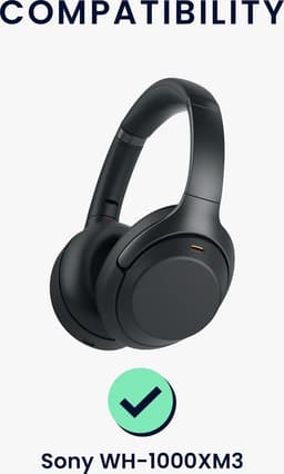 kwmobile 2x oorkussens geschikt voor Sony WH-1000XM3 - Earpads voor koptelefoon in zwart — thumbnail 2