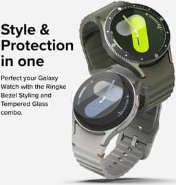 Ringke Bezel Styling + Tempered Glass Geschikt voor Samsung Galaxy Watch 7 40MM - RVS Watch Cover + Screen Protector - 40-99 Zwart — thumbnail 2
