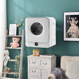 Re-purelife® luchtafvoerdroger 3 kg - wasdroger van roestvrij staal - droogtrommel met 5 programma’s en oververhittingsbeveiliging - wandmontage design - wit 49,5 × 43,5 × 59,5 cm — thumbnail 6