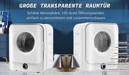 Re-purelife® luchtafvoerdroger 3 kg - wasdroger van roestvrij staal - droogtrommel met 5 programma’s en oververhittingsbeveiliging - wandmontage design - wit 49,5 × 43,5 × 59,5 cm — thumbnail 18