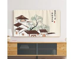 TV Hoes - Scherm Beschermhoes - Stof Vrij Houden - Semi-gesloten Achterkant - 50 Inch - Chinees Schilderen