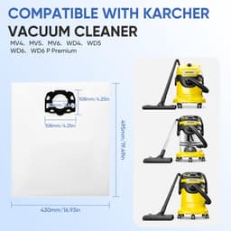 12 stuks KFI 487 filterzakken - vervanging voor Karcher WD4 WD5 WD5 Premium/ MV4 MV5 MV6 nat- en droogstofzuiger - 2.863-006.0 — thumbnail 2