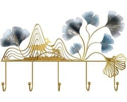 Creatieve 3D Wanddecoratie van Ginkgo Bladeren - Handgemaakte Sculptuur voor Natuurlijke Thuisdecoratie en Studiekamer 52x32cm