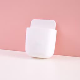 Witte Muurbevestigde Opbergdoos voor Afstandsbediening en Telefoon - Zelfklevende Houder voor Afstandsbediening, Potlood, Mobiele Telefoon en Tandenborstel - Ideaal voor Organisatie en Ruimtebesparing — thumbnail 4