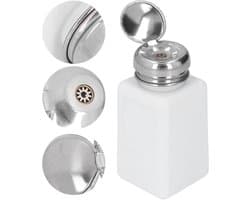 Acetone Pomp Dispenser 200ml - Druktype Oplosmiddel Dispenser, ESD Veilig, Antistatisch, Vierkante Fles met RVS Deksel voor Schoonmaak en Verf