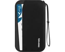 RFID Paspoort Houder voor Dames en Heren, Reishouder met Meerdere Compartimenten voor Documenten, ID, Kaarten en Sleutels, Zwart