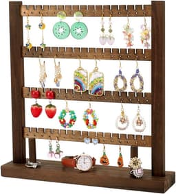 Houten Oorbellen Display Stand met 4 Lagen, Perfect voor Oorbellen, Kettingen en Sieradenverkoop, Geschikt voor 128 Oorbellen en Craft Shows — thumbnail 1