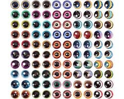 100 Stuks 50 Stijlen Glazen Cabochon Ogen - Draak Ogen Assortiment in Diverse Kleuren, 12mm voor Creatief Gebruik, Beeldhouwen en DIY Sieraden