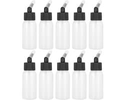 Lege Airbrush Flessen - 10 Stuks Transparante Plastic Flessen voor Pigmenten en Verf, Ideaal voor Sproei- en Spuitpistolen